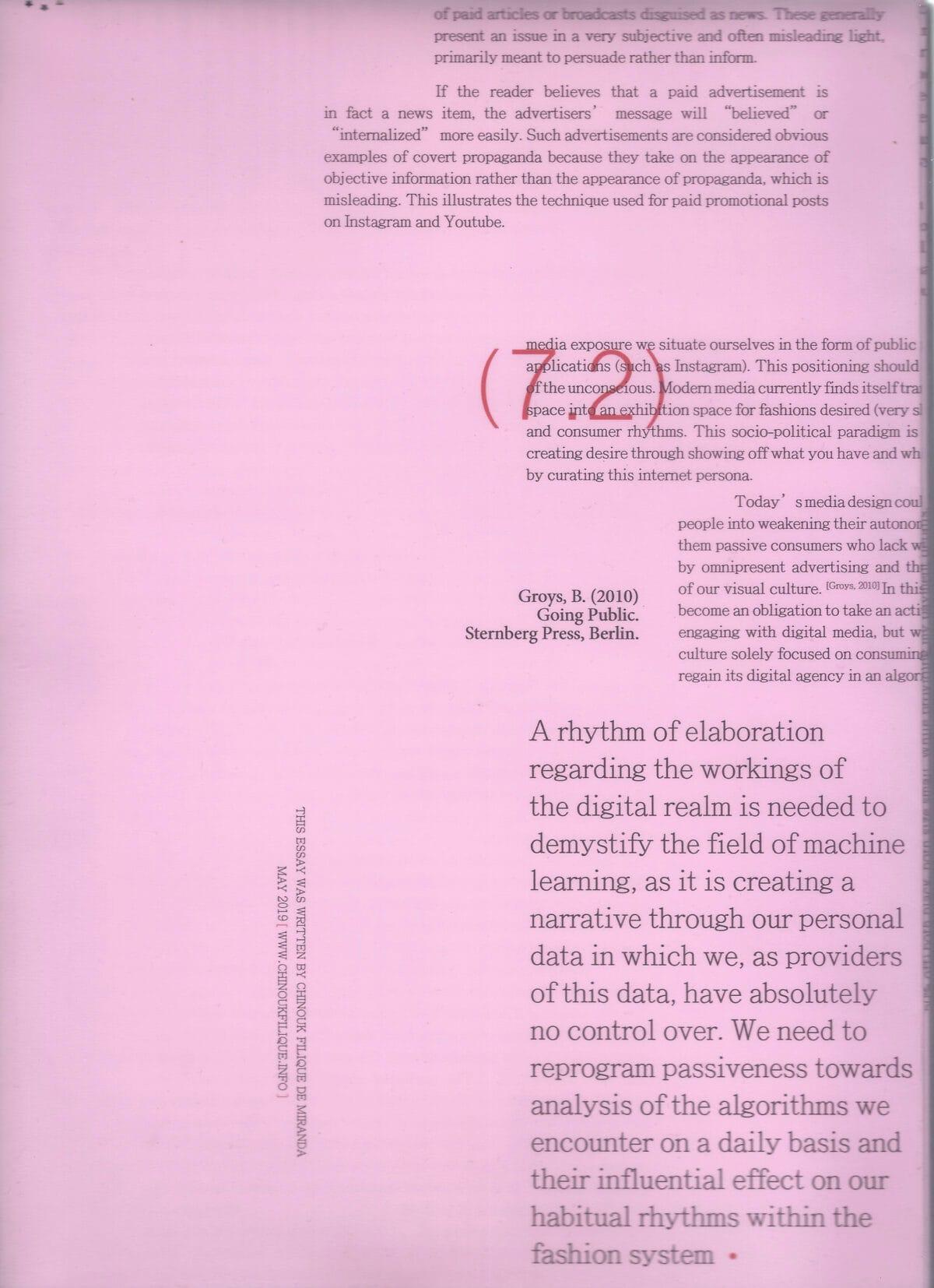 The Fashion Systems (Algo) Rhythmic Gaze, Chinouk Filique de Miranda.