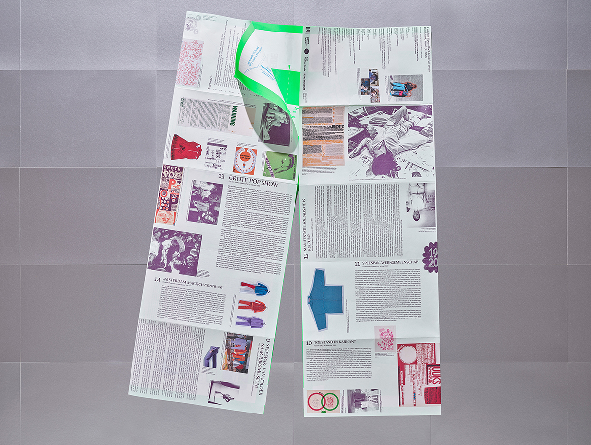 Booklook issue 3: publication part 2 folded into trousers Speespak '26. Photo: Scheltens & Abbenes.